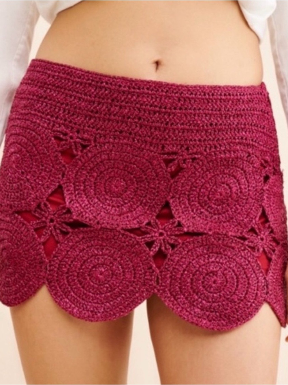 Simon Miller Beep Beep Crochet Circle Mini Skirt Fuschia XS - Picture 2 of 6